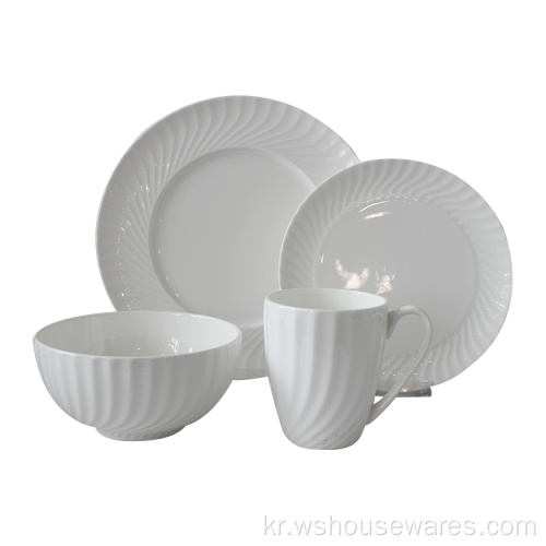 White Stoneware 간단하고 우아한 Dinnerset Ceramic Hotel